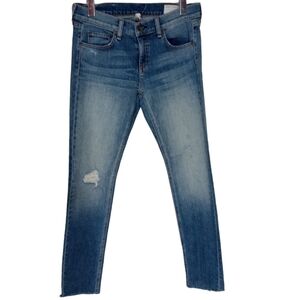 Rag & Bone Dre Boyfriend Distressed frayed Hem Skinny Jeans EUC size 26